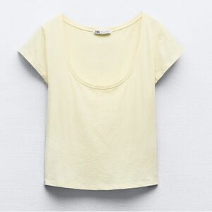 Zara // Slub Knit Crop T-Shirt